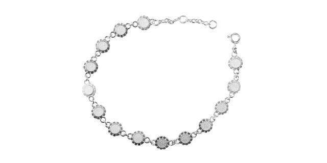 BLOOM<br>Armbånd sølv, hvit emalje