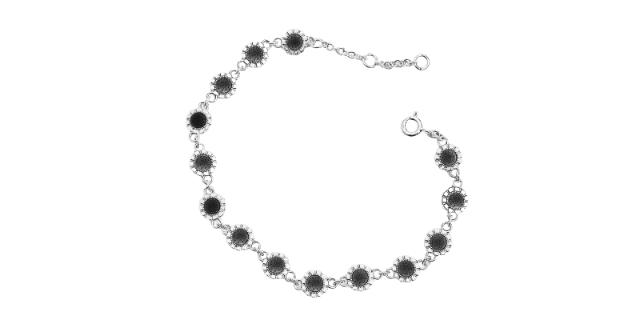 BLOOM<br>Armbånd sølv, sort emalje