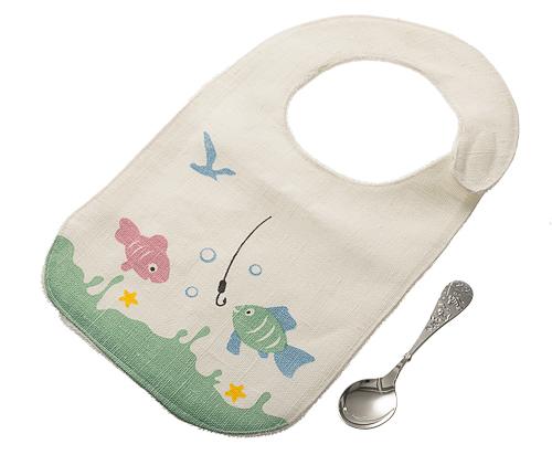 HAPPY FISHING<br>Baby spoon and bib